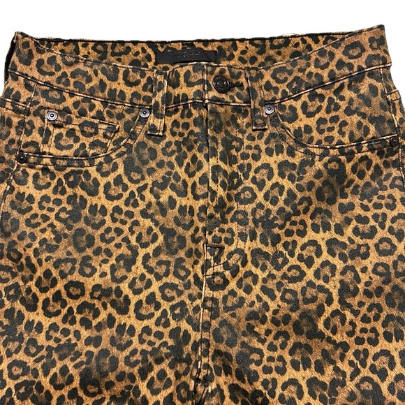 7 For All Mankind Anthropologie Leopard Print High Waist Slim Kick Jeans 28 - Picture 9 of 17